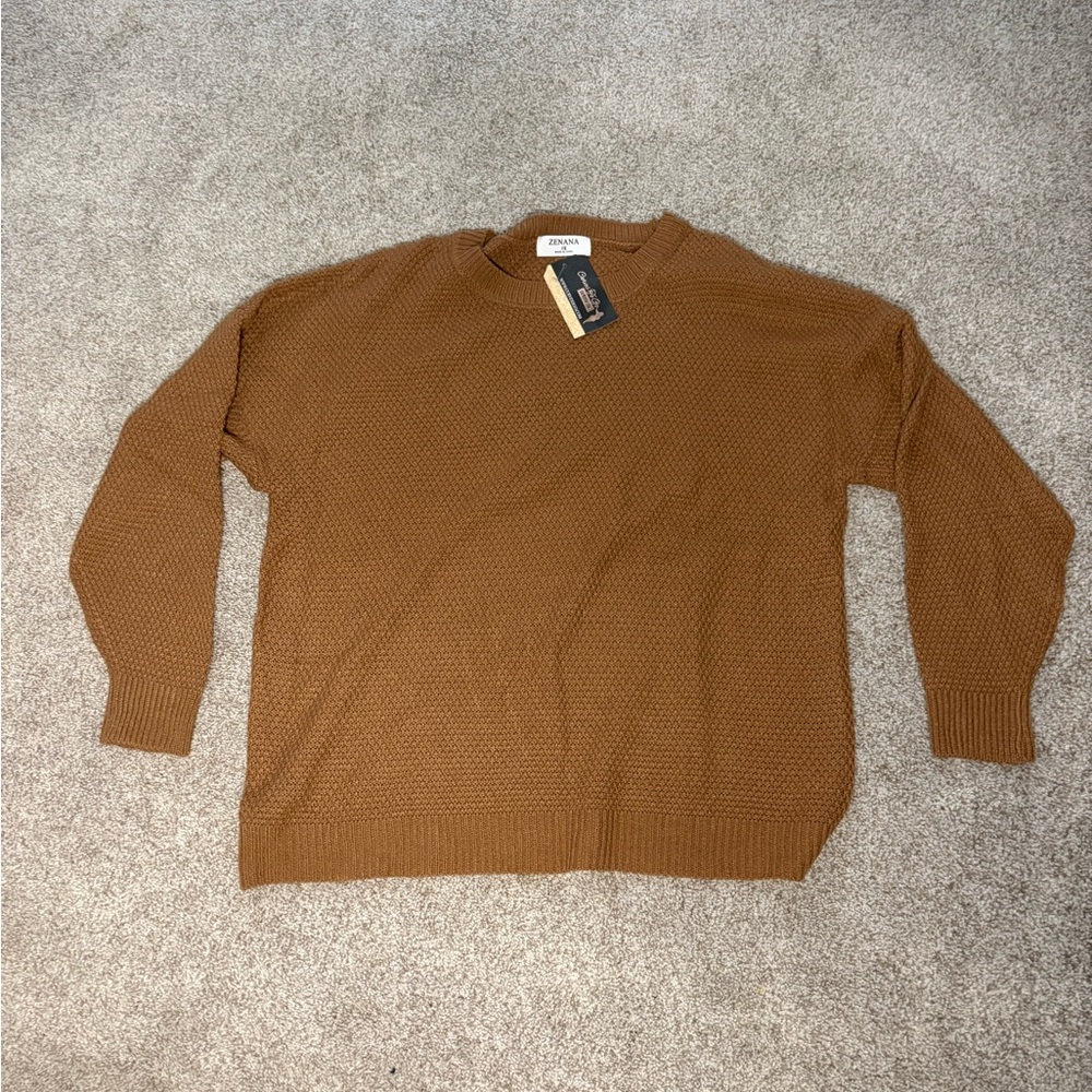 Zenana Outfitters Woman’s Tan Crewneck Sweater